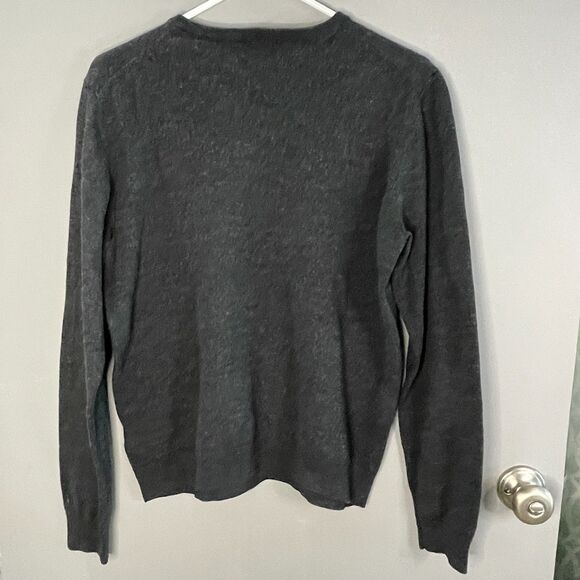 H&M Mens L Long Sleeve V Neck Pullover 100% Merino Wool Gray Sweater - Picture 2 of 6